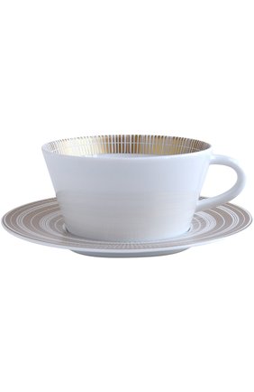 Чайная чашка с блюдцем canisse BERNARDAUD золотого цвета, арт. 1732/89 | Фото 1 (Статус проверки: Проверена категория; Интерьер_коллекция: Canisse; Ограничения доставки: fragile-2)