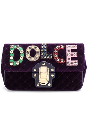 Женская сумка lucia из бархата с аппликациями DOLCE & GABBANA темно-фиолетовая цвета, арт. 0116/BB6344/AM279 купить в ЦУМ | Фото №1 Сумка Lucia из бархата с аппликациями Dolce & Gabbana темно-фиолетовая цвета | Фото №1