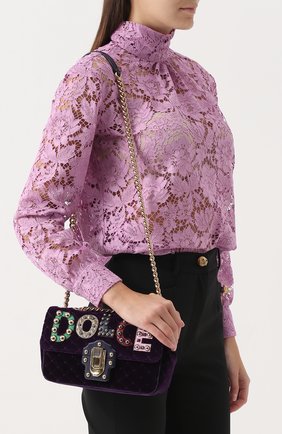 Женская сумка lucia из бархата с аппликациями DOLCE & GABBANA темно-фиолетовая цвета, арт. 0116/BB6344/AM279 купить в ЦУМ | Фото №5 Сумка Lucia из бархата с аппликациями Dolce & Gabbana темно-фиолетовая цвета | Фото №5