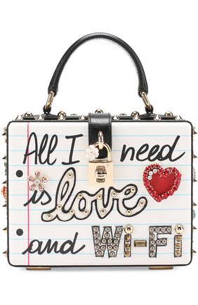 Женская сумка dolce box с аппликациями DOLCE & GABBANA белая цвета, арт. 0116/BB5970/AH185 купить в ЦУМ | Фото №1 Сумка Dolce Box с аппликациями Dolce & Gabbana белая цвета | Фото №1