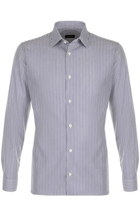 Мужская темно-синяя хлопковая сорочка с воротником кент Z Zegna, арт. 205280/9DFLER купить в ЦУМ | Фото №1 Хлопковая сорочка с воротником кент Z Zegna темно-синяя | Фото №1