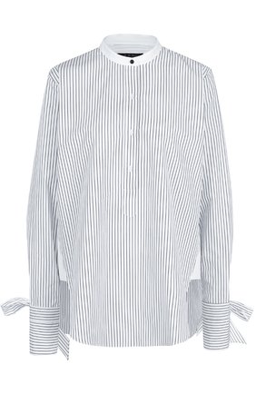 Женская голубая хлопковая блуза свободного кроя в полоску Rag&Bone, арт. W275A4537 купить в ЦУМ | Фото №1 Женская хлопковая блуза свободного кроя в полоску Rag&Bone, цвет голубой, арт. W275A4537 в ЦУМ | Фото №1