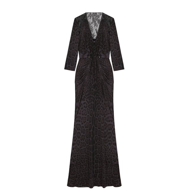 Приталенное платье-макси с V-образным вырезом Roberto Cavalli Чёрный FWT178/LNG38 5197684