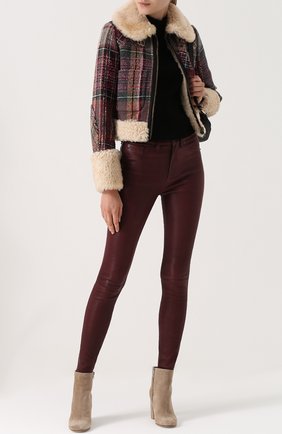 Женские бордовые однотонные кожаные брюки-скинни Rag&Bone, арт. W1632L034BUR купить в ЦУМ | Фото №1 Однотонные кожаные брюки-скинни Rag&Bone бордовые | Фото №1