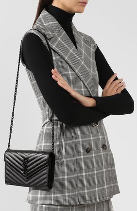 Женская клатч monogram на цепочке SAINT LAURENT черного цвета по цене 96150 руб., арт. 377828/B0W08 | Фото 5 Женская клатч monogram на цепочке SAINT LAURENT черного цвета, арт. 377828/B0W08 | Фото 5