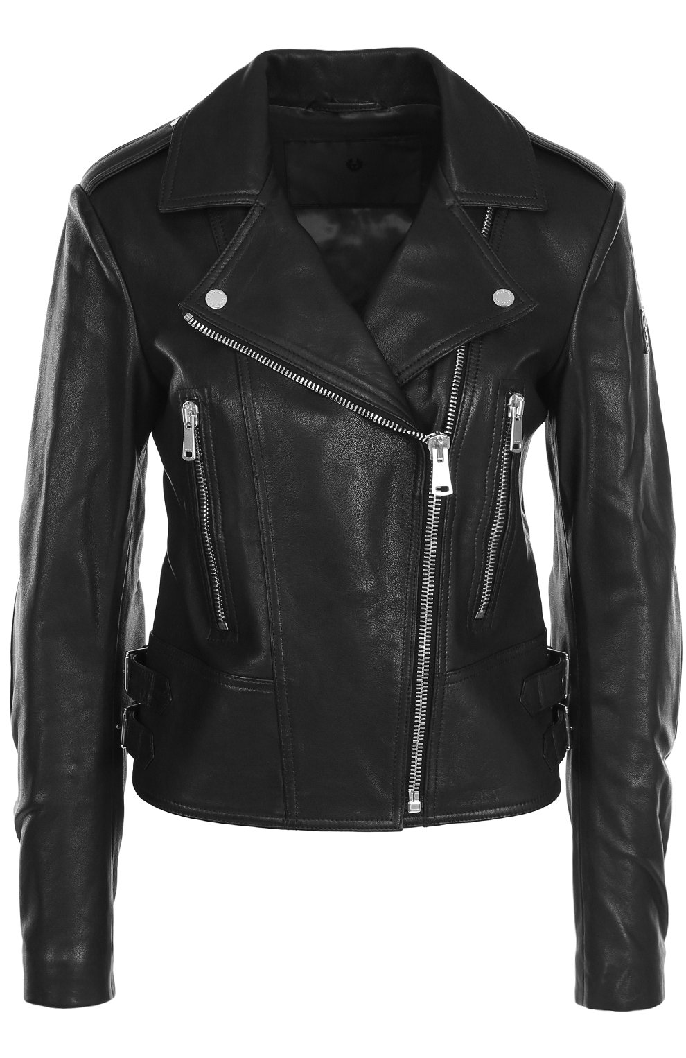 Женская черная приталенная кожаная куртка с косой молнией BELSTAFF ...