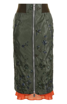 Женская хаки юбка-карандаш с эластичным поясом и вышивкой Sacai, арт. 17-03446 купить в ЦУМ | Фото №1 Юбка-карандаш с эластичным поясом и вышивкой Sacai хаки | Фото №1