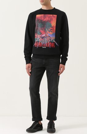 Мужской черный хлопковый свитшот с принтом Marcelo Burlon, арт. CMBA009F17506014 купить в ЦУМ | Фото №1 Хлопковый свитшот с принтом Marcelo Burlon черный | Фото №1
