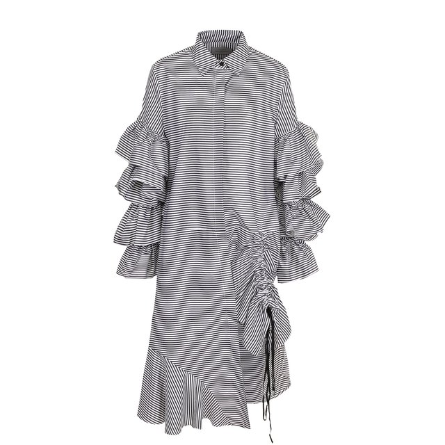 Хлопковое платье-рубашка с оборками PREEN by Thornton Bregazzi