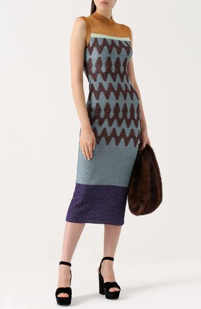 Женское разноцветное вязаное платье-миди без рукавов Missoni, арт. I17.MD.208645 купить в ЦУМ | Фото №1 Вязаное платье-миди без рукавов Missoni разноцветное | Фото №1