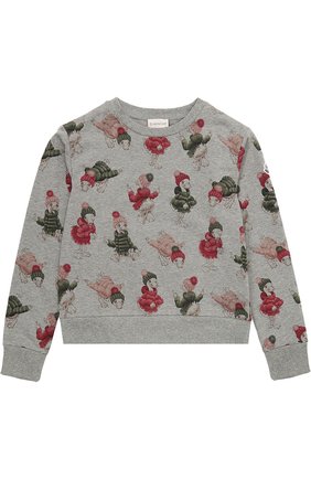 Детский хлопковый свитшот с принтом Moncler Enfant серого цвета, арт. C2-954-80643-50-80996/12-14A в ЦУМ | Фото №1 Детский хлопковый свитшот с принтом Moncler Enfant серого цвета | Фото №1