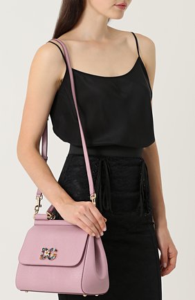 Женская сумка sicily medium new с брошью DOLCE & GABBANA розовая цвета, арт. 0116/BB6002/AI742 купить в ЦУМ | Фото №5 Сумка Sicily medium new с брошью Dolce & Gabbana розовая цвета | Фото №5