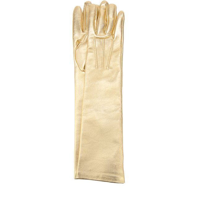 Удлиненные кожаные перчатки с металлизированной отделкой Quis Quis 52762