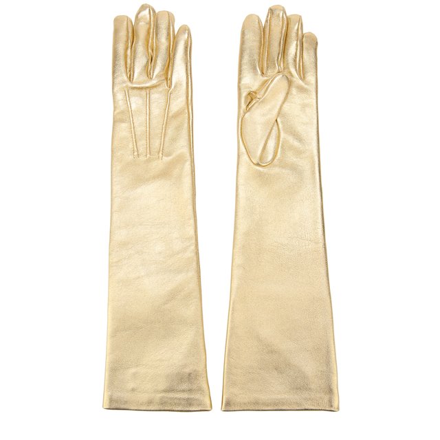 Удлиненные кожаные перчатки с металлизированной отделкой Quis Quis 52762 Фото 2