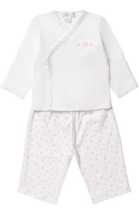 Детский хлопковая распашонка с брюками KISSY KISSY розового цвета по цене 3755 руб., арт. 313-88 | Фото 1 Детский хлопковая распашонка с брюками KISSY KISSY розового цвета, арт. 313-88 | Фото 1