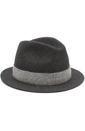 Мужская фетровая шляпа с лентой LORO PIANA темно-серого цвета, арт. FAG3843 | Фото 1 (Материал: Шерсть, Текстиль)