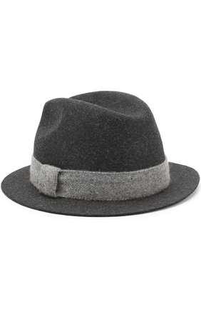 Мужская фетровая шляпа с лентой LORO PIANA темно-серого цвета, арт. FAG3843 | Фото 2 (Материал: Шерсть, Текстиль)