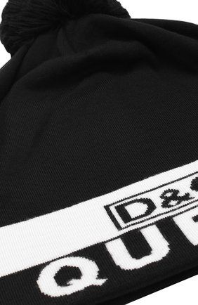 Шерстяная шапка с помпоном и логотипом бренда Dolce & Gabbana, черного цвета, арт. 0136/FRH09K/F89DV в ЦУМ | Фото №3 Шерстяная шапка с помпоном и логотипом бренда Dolce & Gabbana черного цвета | Фото №3