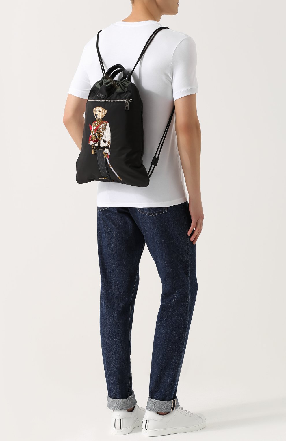 Мужской черный рюкзак street с вышивкой и кожаной отделкой Dolce & Gabbana, арт. 0115/BM1459/AM080 купить в ЦУМ | Фото №2 Рюкзак Street с вышивкой и кожаной отделкой Dolce & Gabbana черный | Фото №2