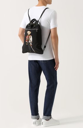 Мужской черный рюкзак street с вышивкой и кожаной отделкой Dolce & Gabbana, арт. 0115/BM1459/AM080 купить в ЦУМ | Фото №2 Рюкзак Street с вышивкой и кожаной отделкой Dolce & Gabbana черный | Фото №2