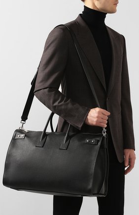 Мужская черная кожаная дорожная сумка с плечевым ремнем Saint Laurent, арт. 480584/DTI0E купить в ЦУМ | Фото №5 Кожаная дорожная сумка с плечевым ремнем Saint Laurent черная | Фото №5