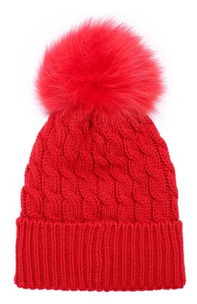 Шерстяная шапка фактурной вязки с меховым помпоном Moncler, красного цвета, арт. C2-098-00228-10-0402A в ЦУМ | Фото №2 Шерстяная шапка фактурной вязки с меховым помпоном Moncler красного цвета | Фото №2