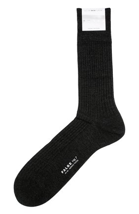 Мужские шерстяные носки FALKE темно-серого цвета, арт. 14449 | Фото 1 (Материал внешний: Шерсть; Статус проверки: Проверено, Проверена категория; Кросс-КТ: бельё)