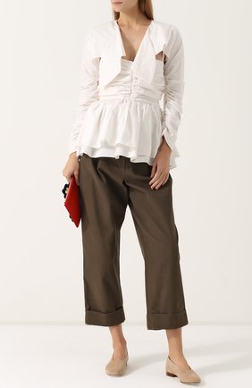 Женский кремовый хлопковый топ с баской и драпировкой Isa Arfen, арт. T007 AW17 WASHED C0TT0N P0PLIN купить в ЦУМ | Фото №1 Хлопковый топ с баской и драпировкой Isa Arfen кремовый | Фото №1