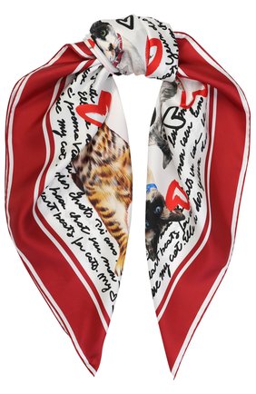 Женский красный шелковый платок с принтом Dolce & Gabbana, арт. 0136/FN090R/GDH10 купить в ЦУМ | Фото №1 Шелковый платок с принтом Dolce & Gabbana красный | Фото №1