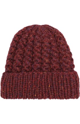 Шапка из смеси шерсти и кашемира фактурной вязки Karakoram accessories, бордового цвета, арт. #110 H-T в ЦУМ | Фото №1 Шапка из смеси шерсти и кашемира фактурной вязки Karakoram accessories бордового цвета | Фото №1