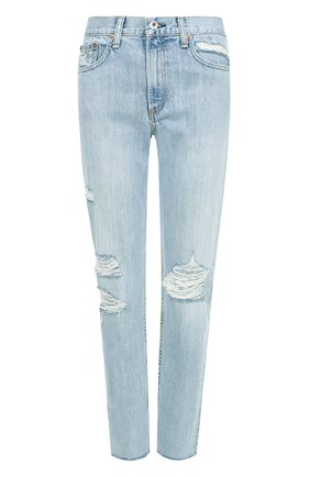 Женские голубые джинсы прямого кроя с потертостями Rag&Bone, арт. W1718K165UNI купить в ЦУМ | Фото №1 Джинсы прямого кроя с потертостями Rag&Bone голубые | Фото №1