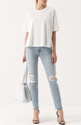Женские голубые джинсы прямого кроя с потертостями Rag&Bone, арт. W1718K165UNI купить в ЦУМ | Фото №1 Джинсы прямого кроя с потертостями Rag&Bone голубые | Фото №1