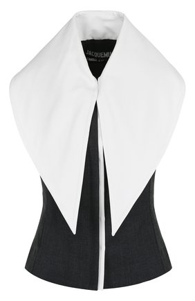 Женский черно-белый топ без рукавов с контрастным воротником Jacquemus, арт. 173T003 173 11970 купить в ЦУМ | Фото №1 Топ без рукавов с контрастным воротником Jacquemus черно-белый | Фото №1