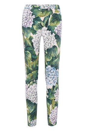 Женские зеленые укороченные хлопковые брюки с принтом Dolce & Gabbana, арт. 0102/FTAQ1T/FSFE2 купить в ЦУМ | Фото №1 Укороченные хлопковые брюки с принтом Dolce & Gabbana зеленые | Фото №1