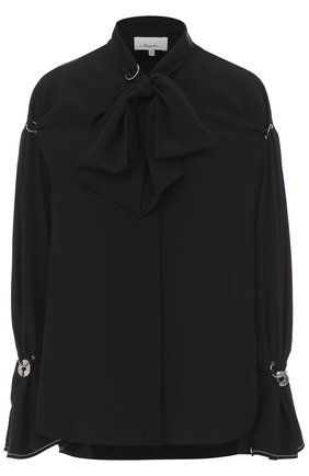 Женская черная шелковая блуза с воротником аскот 3.1 Phillip Lim, арт. F171-2674TEM купить в ЦУМ | Фото №1 Женская шелковая блуза с воротником аскот 3.1 Phillip Lim, цвет черный, арт. F171-2674TEM в ЦУМ | Фото №1