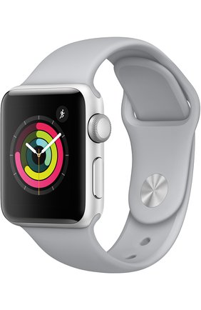 Смарт-часы apple watch series 3 (gps) 38mm silver aluminum case with fog sport band APPLE  светло-серого цвета, арт. MQKU2RU/A | Фото 1 (Статус проверки: Проверена категория)