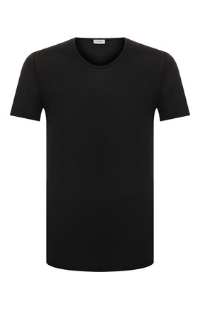 Мужская шелковая футболка ZIMMERLI черного цвета, арт. 852-1406 | Фото 1 (Материал внешний: Шелк; Длина (для топов): Стандартные; Рукава: Короткие; Мужское Кросс-КТ: Футболка-белье; Статус проверки: Проверена категория; Кросс-КТ: домашняя одежда)