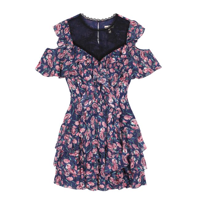 фото Приталенное мини-платье с цветочным принтом и оборками rebecca taylor