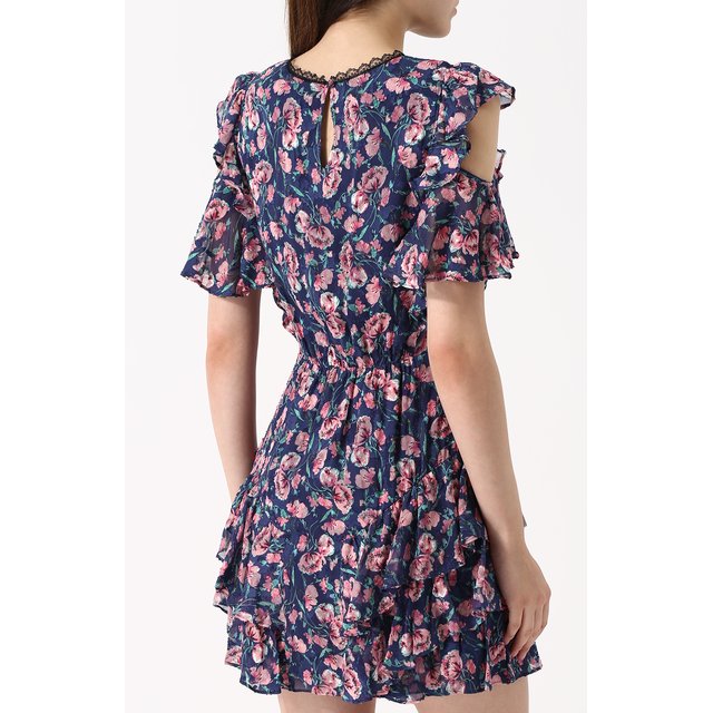 фото Приталенное мини-платье с цветочным принтом и оборками rebecca taylor