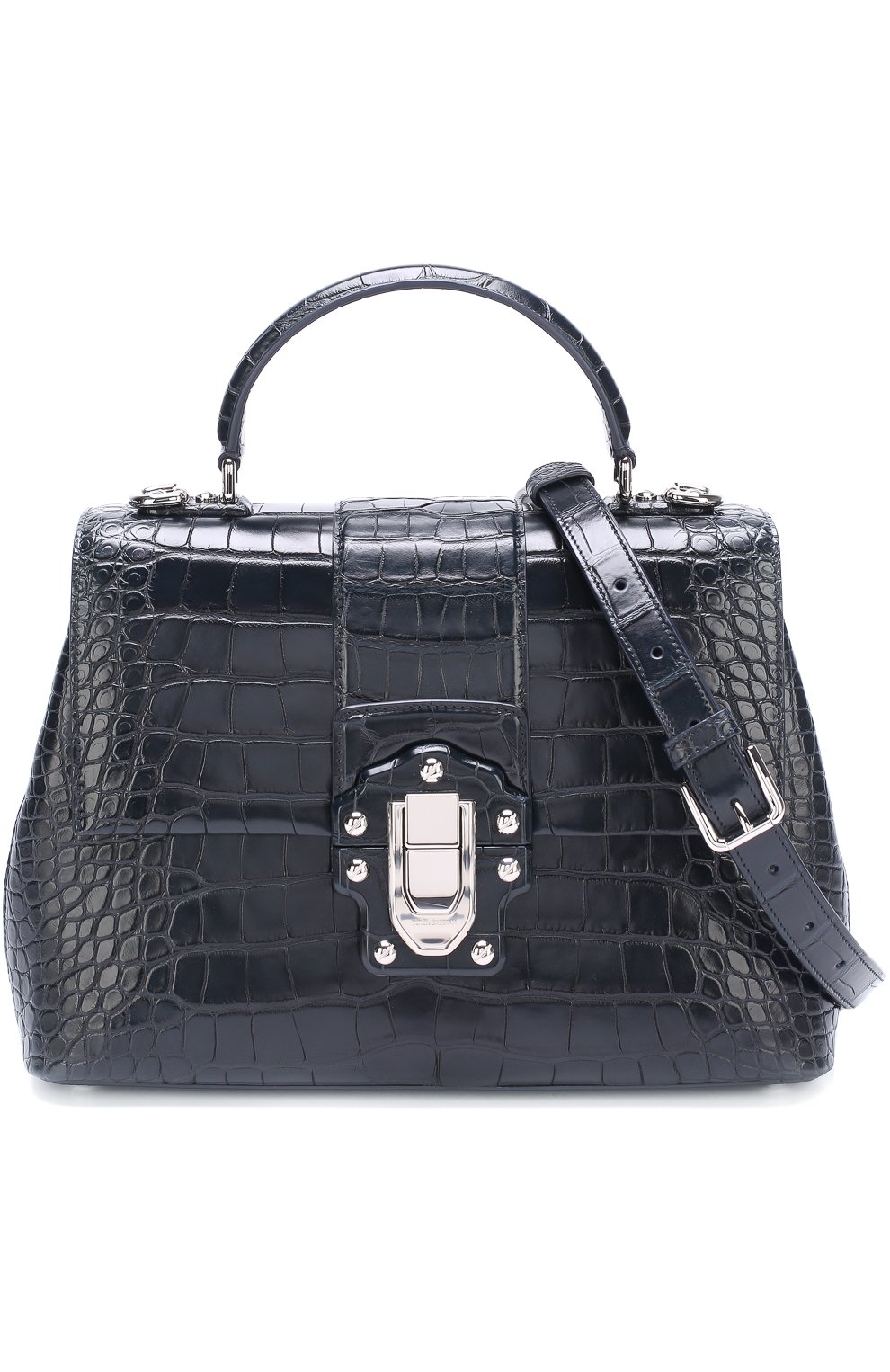 Женская сумка lucia из кожи крокодила DOLCE & GABBANA темно-синяя цвета, арт. 0116/BB6322/B2CB9 купить в ЦУМ | Фото №5 Сумка Lucia из кожи крокодила Dolce & Gabbana темно-синяя цвета | Фото №5