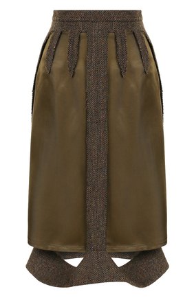 Женская зеленая юбка-миди с шерстяной отделкой Maison Margiela, арт. S29MA0310/S48392 купить в ЦУМ | Фото №1 Юбка-миди с шерстяной отделкой Maison Margiela зеленая | Фото №1