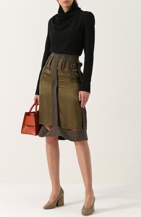 Женская зеленая юбка-миди с шерстяной отделкой Maison Margiela, арт. S29MA0310/S48392 купить в ЦУМ | Фото №1 Юбка-миди с шерстяной отделкой Maison Margiela зеленая | Фото №1