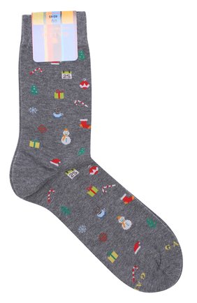 Мужские хлопковые носки с принтом GALLO серого цвета, арт. AP503445 | Фото 1 (Материал внешний: Хлопок; Кросс-КТ: бельё)