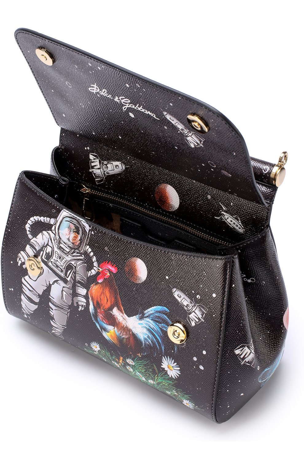 Женская сумка sicily medium new с принтом DOLCE & GABBANA черная цвета, арт. 0116/BB6002/AI816 купить в ЦУМ | Фото №4 Сумка Sicily medium new с принтом Dolce & Gabbana черная цвета | Фото №4