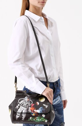 Женская сумка sicily medium new с принтом DOLCE & GABBANA черная цвета, арт. 0116/BB6002/AI816 купить в ЦУМ | Фото №5 Сумка Sicily medium new с принтом Dolce & Gabbana черная цвета | Фото №5