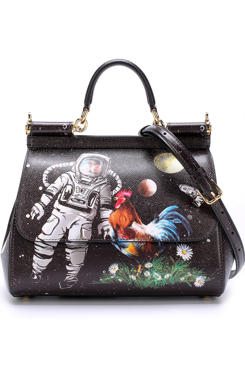 Женская сумка sicily medium new с принтом DOLCE & GABBANA черная цвета, арт. 0116/BB6002/AI816 купить в ЦУМ | Фото №6 Сумка Sicily medium new с принтом Dolce & Gabbana черная цвета | Фото №6
