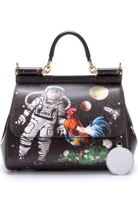Женская сумка sicily medium new с принтом DOLCE & GABBANA черная цвета, арт. 0116/BB6002/AI816 купить в ЦУМ | Фото №7 Сумка Sicily medium new с принтом Dolce & Gabbana черная цвета | Фото №7