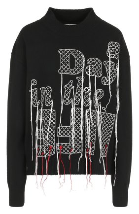 Женский черный шерстяной свитер с контрастной вышивкой Sacai, арт. 17-03468 купить в ЦУМ | Фото №1 Шерстяной свитер с контрастной вышивкой Sacai черный | Фото №1