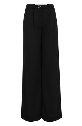 Женские черные шерстяные широкие брюки с защипами Mugler, арт. PANTP202147B купить в ЦУМ | Фото №1 Шерстяные широкие брюки с защипами Mugler черные | Фото №1