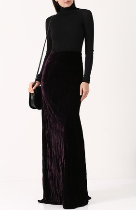 Женская фиолетовая однотонная бархатная юбка-макси Ann Demeulemeester, арт. 1702-1756-168-057 купить в ЦУМ | Фото №1 Однотонная бархатная юбка-макси Ann Demeulemeester фиолетовая | Фото №1
